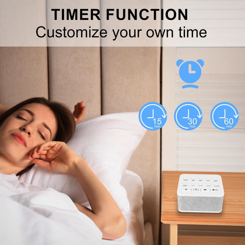 BIGMONAT Portable White Noise Machine, with 10 high-quality natural soothing sounds, with memory and timing functions, suitable for infants, children, adults and home office travel, white - NewNest Australia