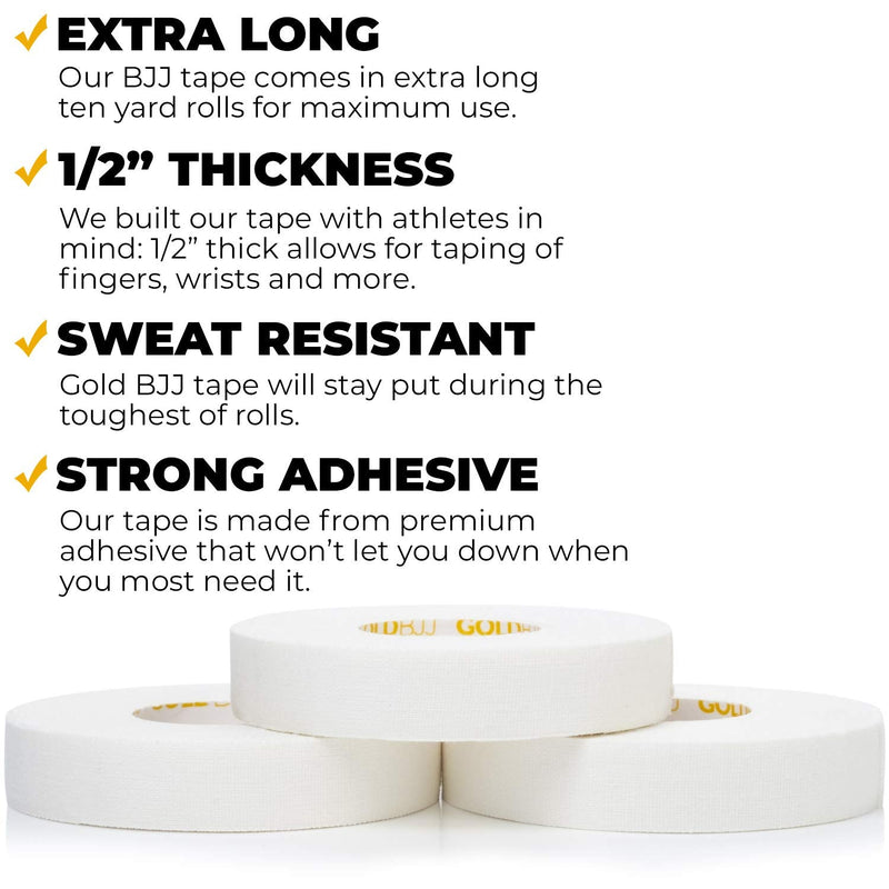 Gold BJJ Jiu Jitsu Tape - Strong Athletic Finger Tape, 1/2" x 30' - Protect Fingers and Toes in MMA, Judo, Wrestling, Martial Arts, Rock Climbing 12 - NewNest Australia