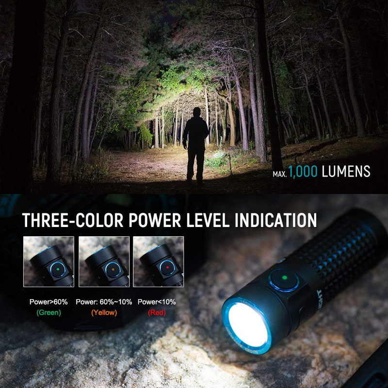 OLIGHT S1R II 1000 Lumen Compact Rechargeable EDC Flashlight with Single IMR16340 and Magnetic Charging Cable Black - NewNest Australia