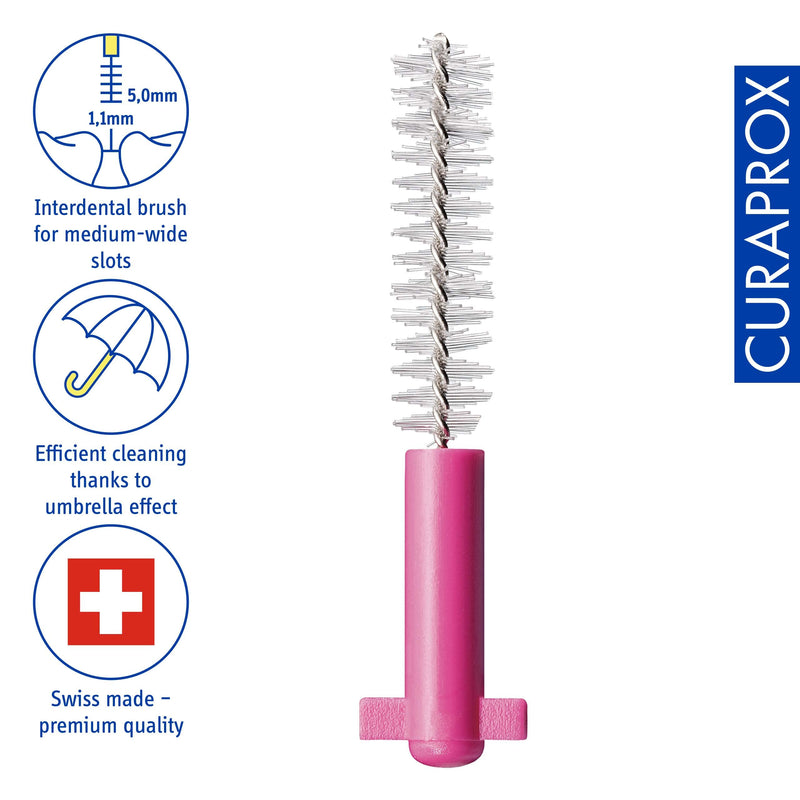 Curaprox interdental brushes CPS 08 prime, refill, 8 pieces, pink, 0.8 mm diameter, 3.2 mm effectiveness, refill pack, without holder - NewNest Australia