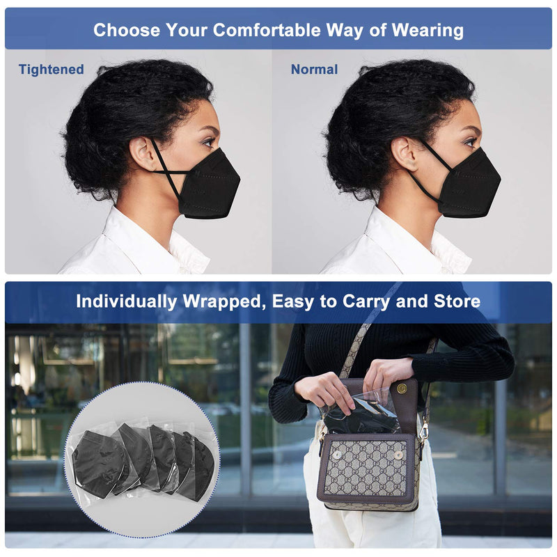 KN95 Face Mask 60 Pack, BLScode Individually Wrapped 5-Layer Breathable Mask with Comfortable Elastic Ear Loops, Filter Efficiency≥95% - NewNest Australia