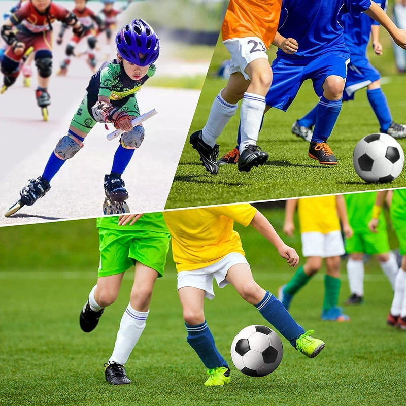 Wrzbest 2 Pair Kids Soccer Football Shin Guards Protector Calf Knee Protective Gear and 2 Pair Long Sleeve Socks with a Professional Referee Whistle for 3-13 Teenagers, Boys, Girls,Kids,Youth Ages 5 to 13 - NewNest Australia