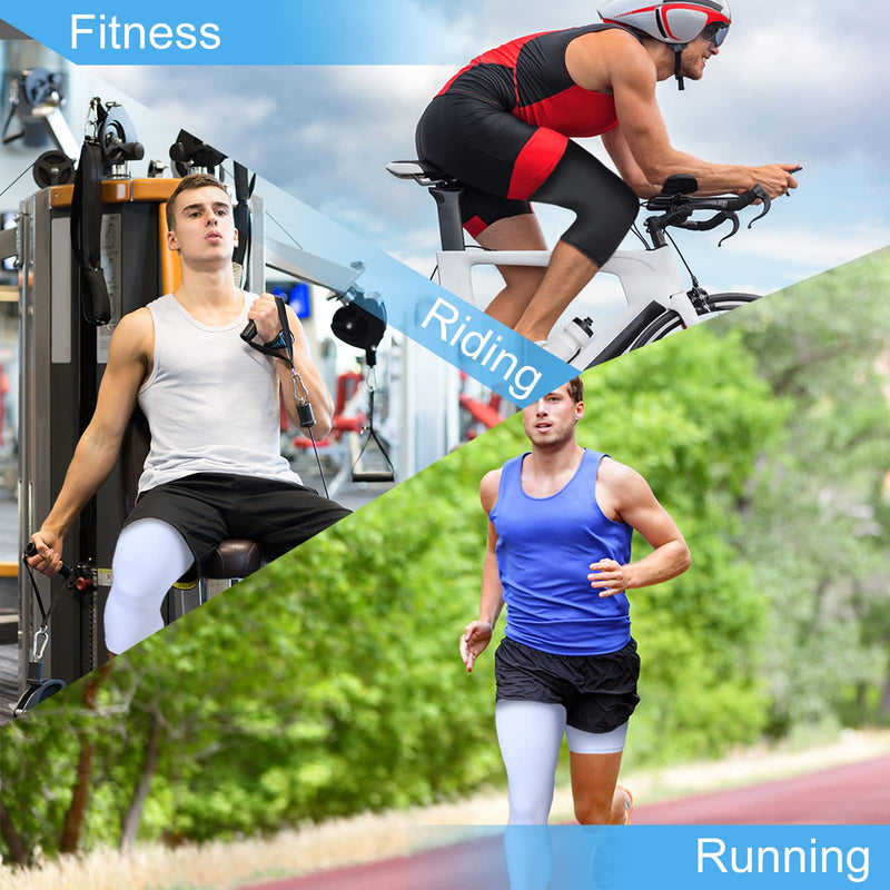2 Packs One Leg Compression Tights for Basketball Capri Tights 3/4 Compression Pants Men White Black Large R Style - NewNest Australia