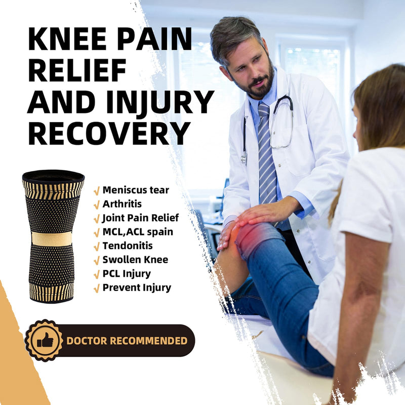 2 Pack Copper Knee Support for Women/Men - Knee Brace Compression Sleeve, Best Knee Sleeves Supports for Arthritis, Meniscus Tear, Knee Joint Pain, MCL, ACL, Running, Sports XL Copper (Pack of 2) - NewNest Australia