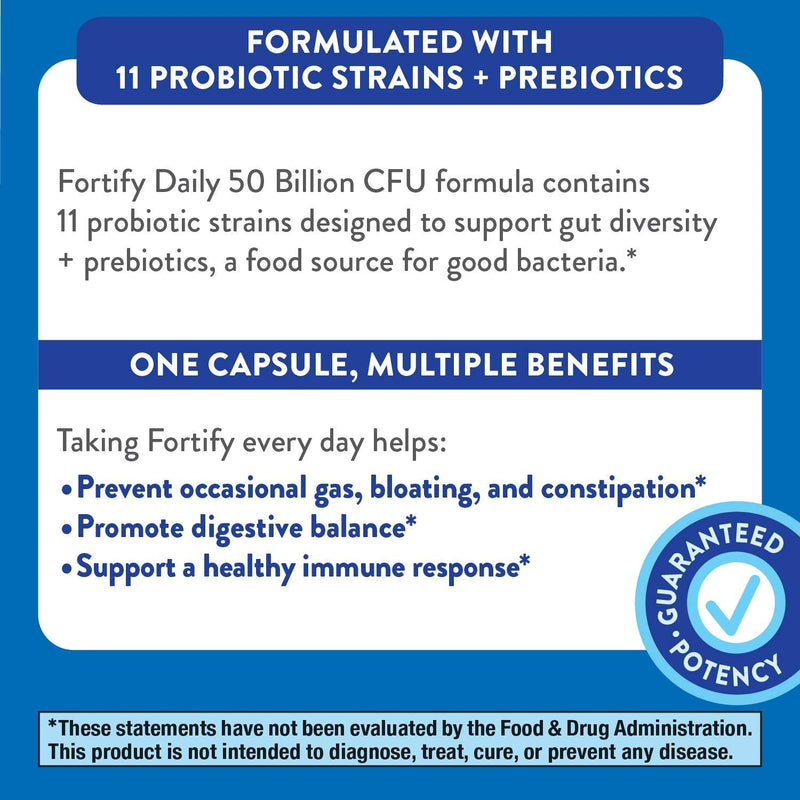 Nature's Way Fortify Extra Strength Daily Probiotic, 50 Billion Live Cultures, 11 Strains, Prebiotics, 30 Count - NewNest Australia