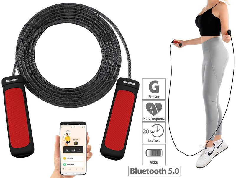 Pearl Sports Jump Rope: Smart Ball Bearing Skipping Rope, Bluetooth, App, Heart Rate & G-Sensor (Fitness Skipping Rope, Fitness Ball Bearing Skipping Rope, Gift Bag) - NewNest Australia