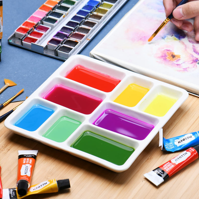 MEEDEN 8-Well Ceramic Artist Paint Palette, Square Porcelain Watercolor Palette, White Ceramic Mixing Tray for Gouache Painting, Oil Painting, Acrylic Painting & Tempera Painting, 7"× 7"× 0.9" - NewNest Australia