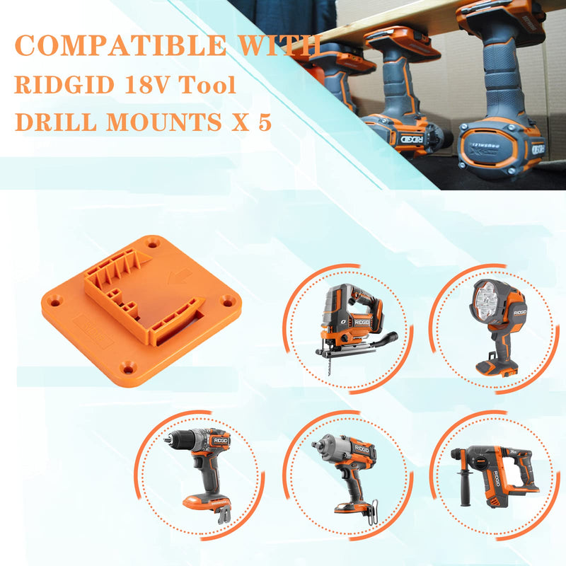 5 Packs Tools Drill Mount Holder, Fit for RIDGID 18V Li-ion Drill Tools Holder Dock Hanger with 20 Screws(No Tool) - NewNest Australia
