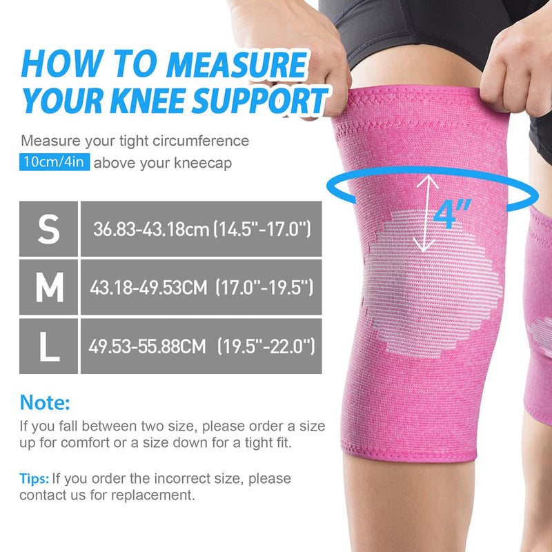 Goosehill Knee Supports 2Pack, Compression Breathable Knee Support Brace, Non-Slip Joint Protection Knee Support for Men & Women, Knee Brace Support for Running, Sports, Knee Pain Relief Pink M - NewNest Australia
