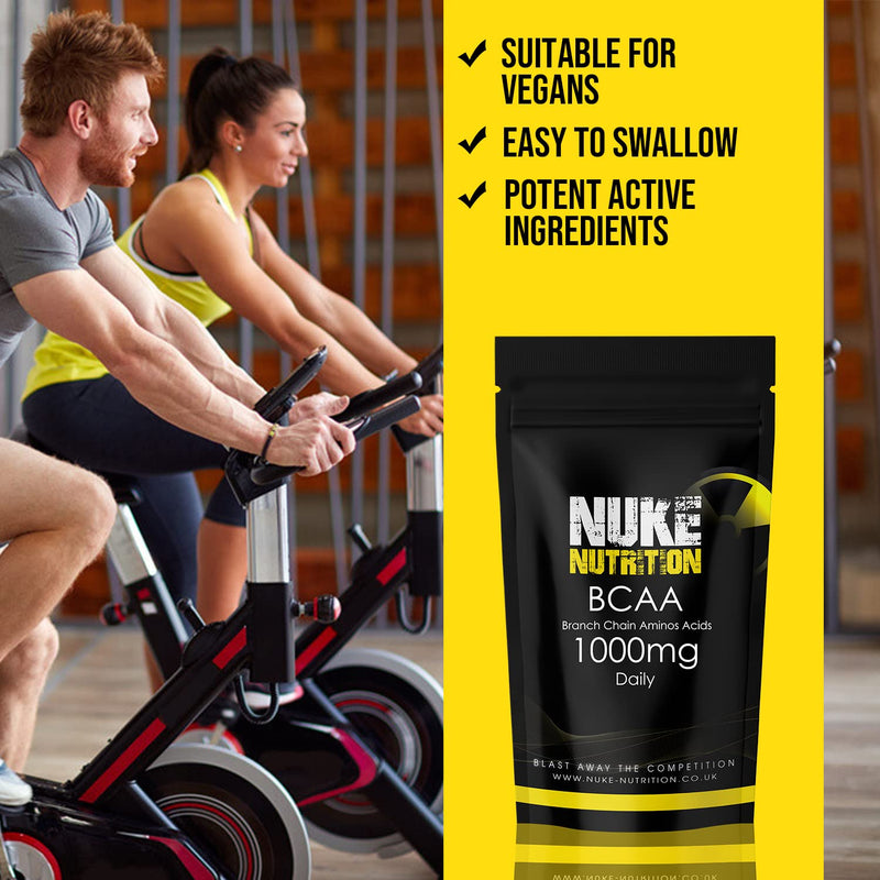 Nuke Nutrition BCAA Capsules | 120 Capsules 1000mg | Advanced Essential Amino Acids Supplement to Build Lean Muscle | Boost Recovery, Muscle Building & Growth | Leucine, Isoleucine & Valine | Vegan 120 Count (Pack of 1) - NewNest Australia
