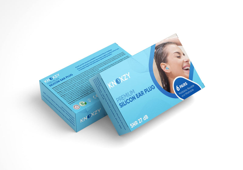 Knoxzy Silicone Ear Plugs for Sleeping Re-Usable Waterproof Noise Cancelling Premium Moldable Ear Plugs for Sleeping, Travelling, Studying Noise Reduction 6 Pair (Pack of 1) - NewNest Australia