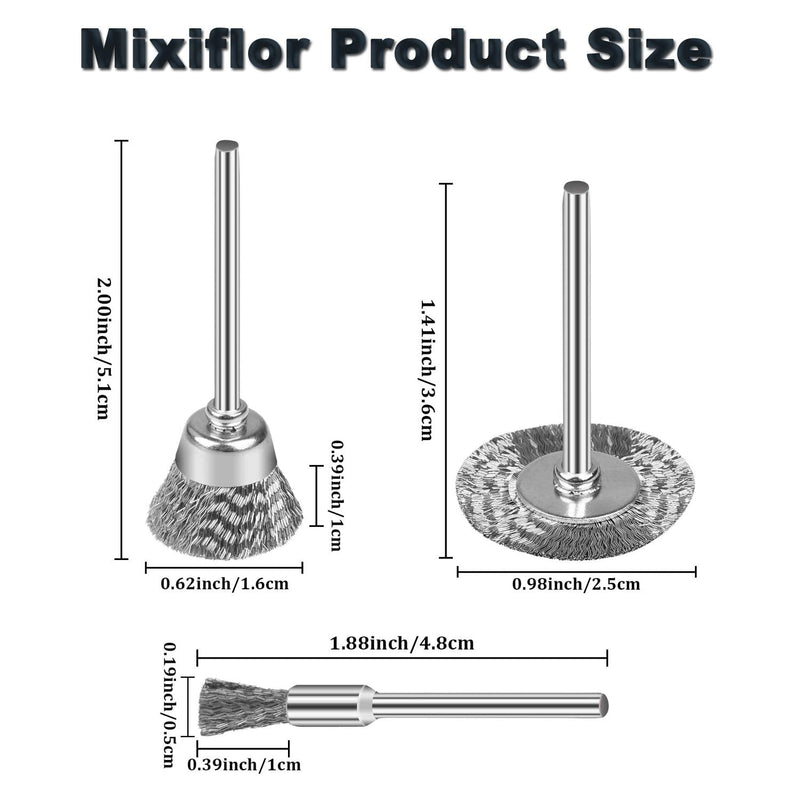 Mixiflor 99 Pcs Wire Brushes Set,Steel Wire Wheels Pen Brushes Set Kit Accessories for Rotary Tool-1/8"(3mm) Shank - NewNest Australia