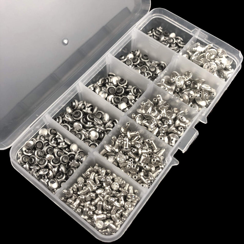 500 Sets Cz White Clear Crystal Rivets Rapid Rhinestone Silver Color Stud Rivets fit for DIY Leather-Craft and Garment (Mixed 01) Mixed 01 - NewNest Australia