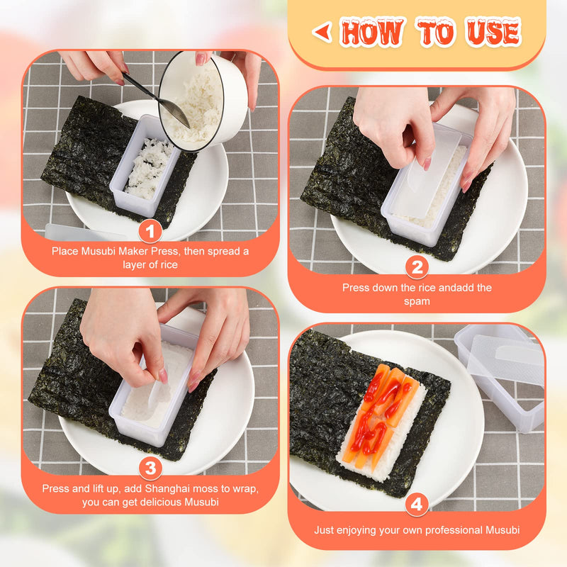 2 Pieces Spam Musubi Mold and Spam Slicer Rectangle White Spam Musubi Maker Kit Safe Luncheon Meat Slicer Musubi Press Mold for Kitchen, Restaurant, Home - NewNest Australia