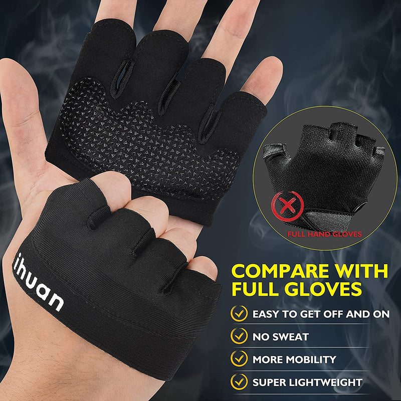 ihuan New Weight Lifting Gym Workout Gloves Men & Women, Partial Glove Just for The Calluses Spots, Great for Weightlifting, Exercise, Training, Fitness… Black Medium - NewNest Australia