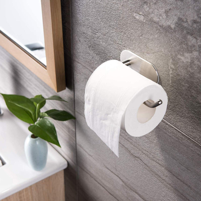 YIGII Adhesive Toilet Paper Holder - MST001 Self Adhesive Toilet Roll Holder for Bathroom Kitchen Stick on Wall Stainless Steel Brushed - NewNest Australia