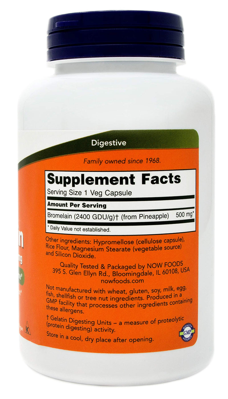 Now Bromelain 500 mg, 200 Veg Capsules - Natural Pineapple, Proteolytic Enzyme Supplement, 2400 GDU 200 Count (Pack of 1) - NewNest Australia