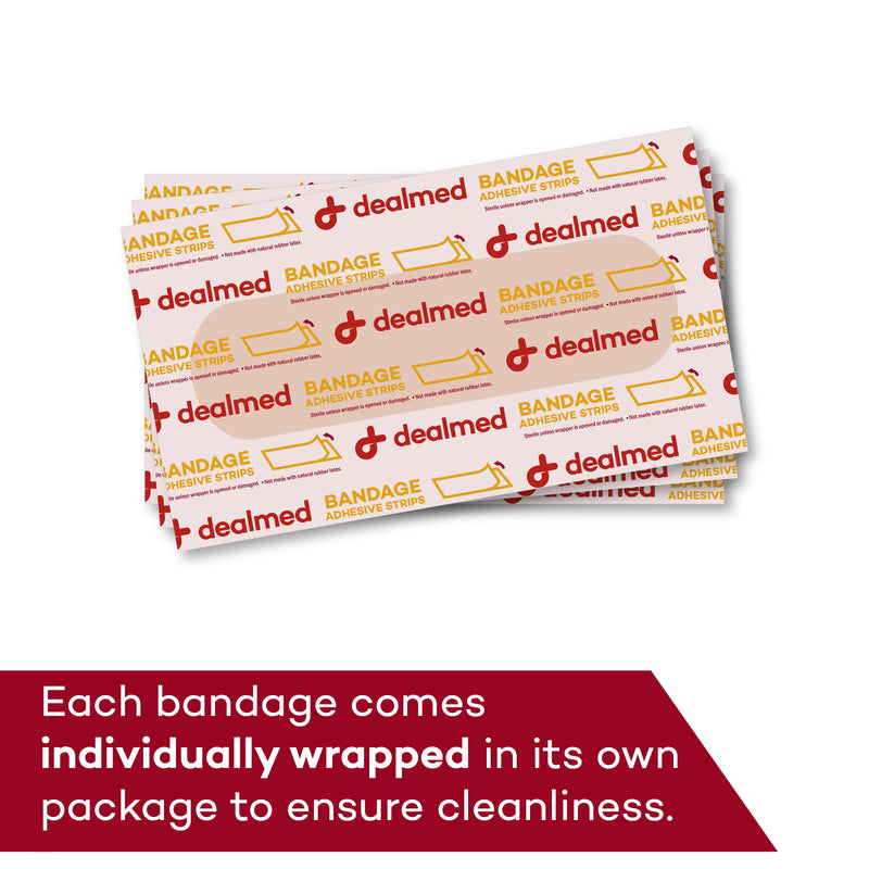 Dealmed Sterile Flexible Fabric Adhesive Bandages – 1x3 Inch – 100/Box - 2 Boxes - Breathable First Aid Strip Pack - Soft Stretch Wound Patch for Medical, Emergency Kits & Clinic - NewNest Australia