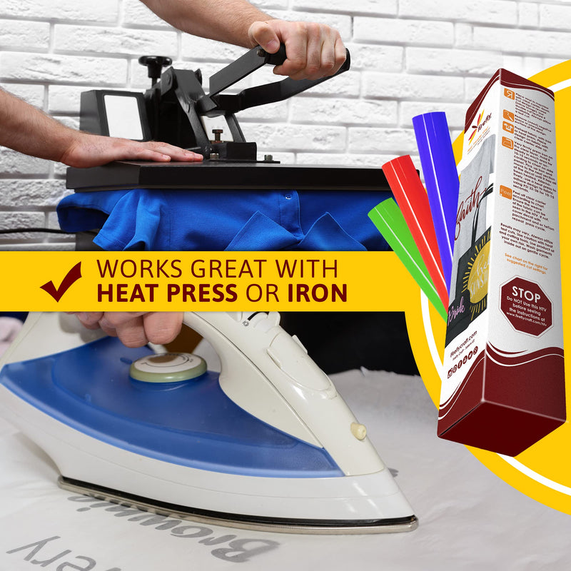 Firefly Craft Regular White & Black, Heat Transfer Vinyl for Shirts - Iron on Vinyl for Cricut & Silhouette Heat Press Vinyl for Shirt Transfers - Iron on HTV Vinyl - 3 Pieces, 12" X 20" (5 Feet) Each 2 Rolls Black, White - NewNest Australia