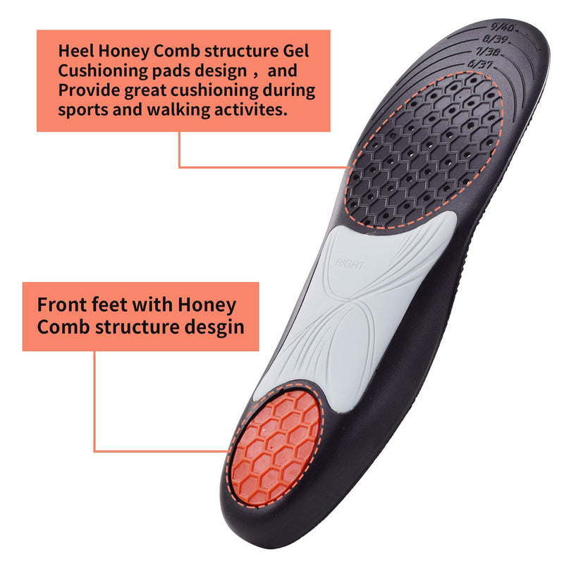 SAUDEfoot Arch Support Orthotics Insoles for Men and Women,Plantar Fascitis Cushioning Insoles,Comfortable soft Breathable For Walking and sport, Pain heel Relief L: Men UK7-12/EU41-46 - NewNest Australia
