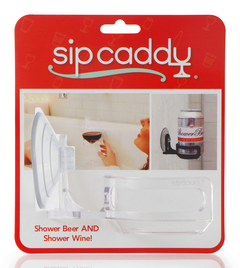 SipCaddy Bath & Shower Portable Cupholder Caddy for Beer & Wine Suction Cup Drink Shower Beer Holder, Clear - NewNest Australia