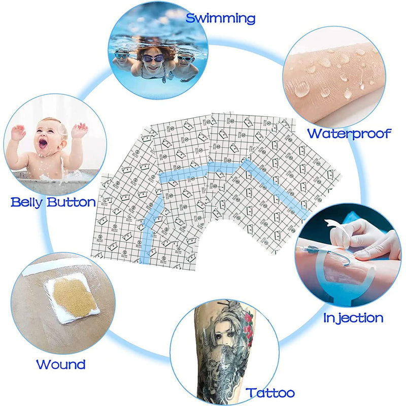 Tattoo Aftercare Waterproof Bandage，Transparent Film Dressing，10 PCS 15 cm x 15 cm Waterproof Transparent Stretch Adhesive Bandage Tape Retention Dressing Tapes - NewNest Australia