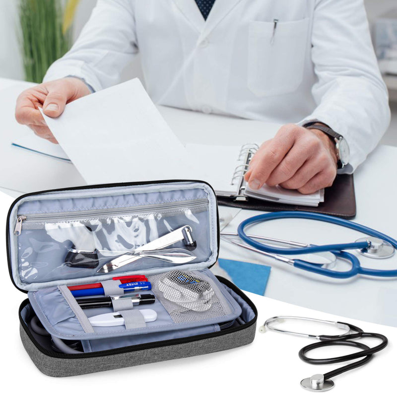 Trunab Stethoscope Case with Inner Divider, Stethoscope Carrying Case Compatible with 3M Littmann/MDF/ADC and Extra Accessories for Nurses, Pediatric Doctor or Medical Students, Grey - Patented Design - NewNest Australia