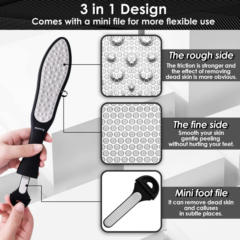 Auxmir Callus File Callus Planer, Upgrade 3 in 1 Design, Coarse/Fine/Mini Callus Rasp Foot File Callus Remover for Pedicure, Foot Care, Double Sided, Rustproof, 1 Piece 1 Piece (Pack of 1) - NewNest Australia