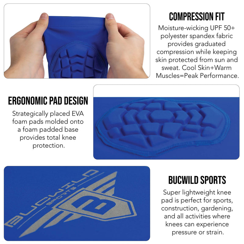 Bucwild Sports Compression Knee Pads for Basketball Volleyball Wrestling - Youth/Kids & Adult Sizes Royal Blue Medium - NewNest Australia