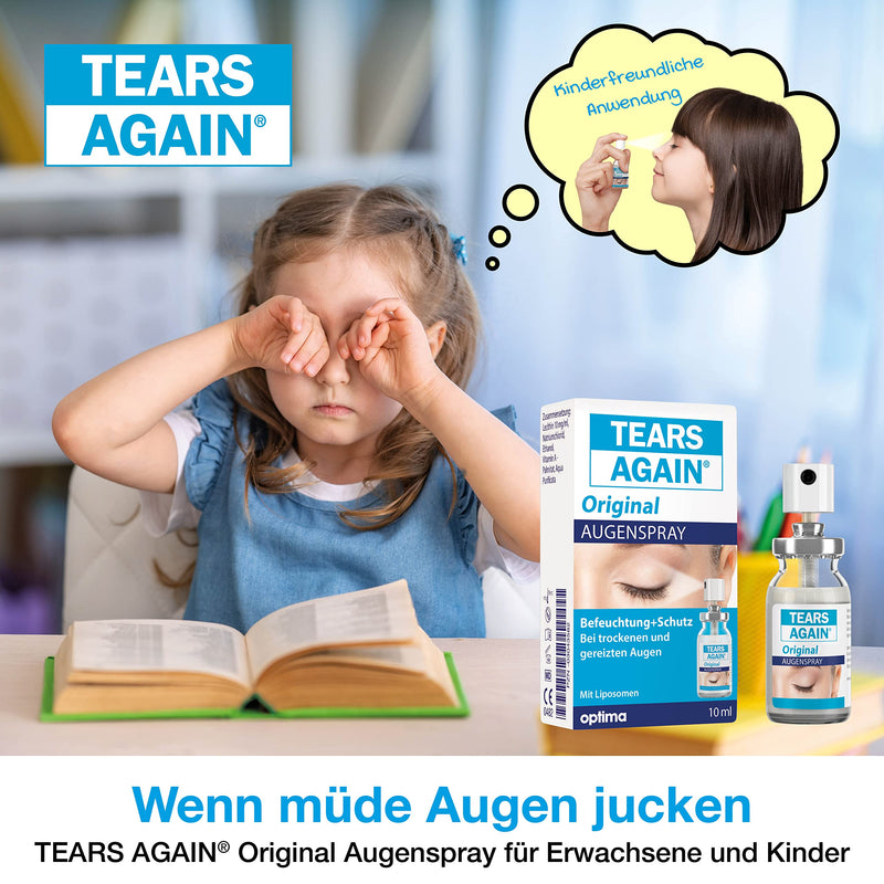 Tears Again Original Eye Spray Against Dry Eyes 10Ml - Also Suitable For Children - Helps With Tired, Burning And Irritated Eyes - No Preservatives - With Liposomes - NewNest Australia