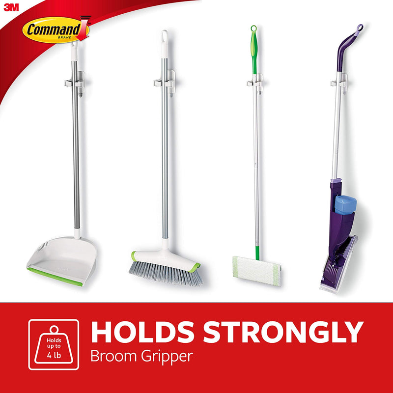 Command Broom Gripper, 1-Gripper (17007-HWES), Organize Damage-Free 1 Broom Gripper White, Grey - NewNest Australia