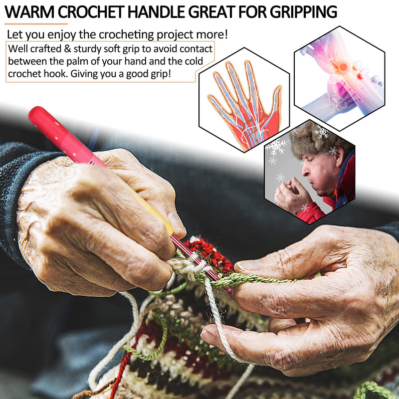 Coopay Warm Crochet Hooks 2G Crochet Hook Set for Women Girls Mom Teens, Cute Crochet Needles for Crocheting Art Aluminum Soft Grip Comfortable Knitting Hook for Yarn Craft Crochet Kit for Beginner Bright Fruit - NewNest Australia