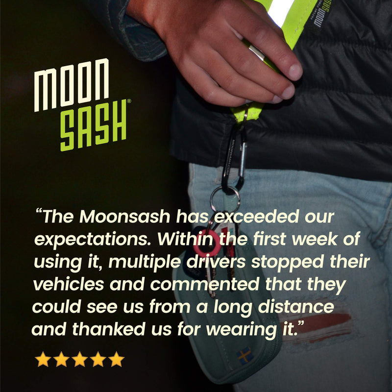 MOONSASH > Made in USA > The Original Reflective Sash for Walking at Night/e-Bikes/Scooters > Reversible, Stylish, Practical > Ditch The Belts, Bands & Vests > Men, Women & Kids > in Yellow & Black XL - NewNest Australia
