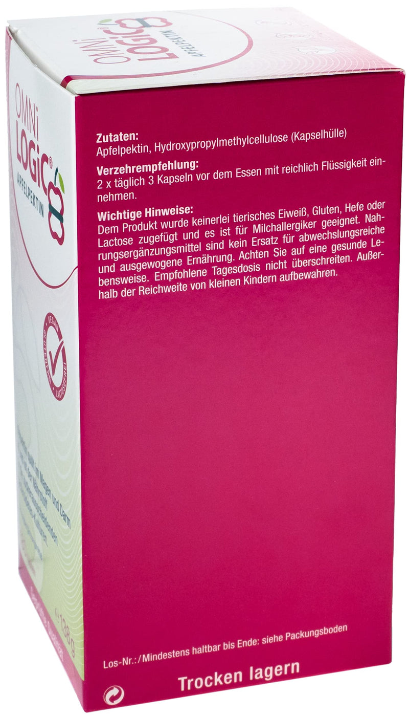 OMNi BiOTiC OMNi LOGiC APPLE PECTIN, 180 capsules, fiber, natural apple pectin: swells in the stomach and intestines, vegan, gluten-free, lactose-free 180 pieces (pack of 1) - NewNest Australia