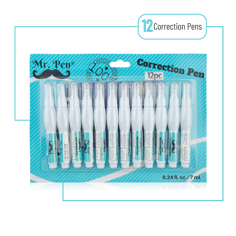 Mr. Pen- Correction Pen, Correction Fluid, Pack of 12, Correction liquid White, White Correction Fluid, White Fluid, White Out, Wipe Out Liquid, Wide Out Fluid, White Correction Tape Pen Fluid - NewNest Australia