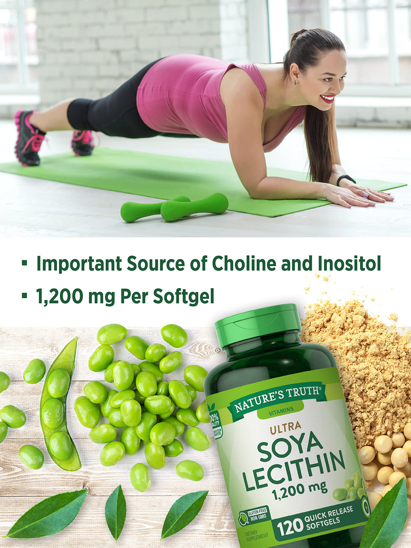 Ultra Soy Lecithin Capsules 1200 mg | 120 Softgels | Non-GMO, Gluten Free | by Nature's Truth - NewNest Australia