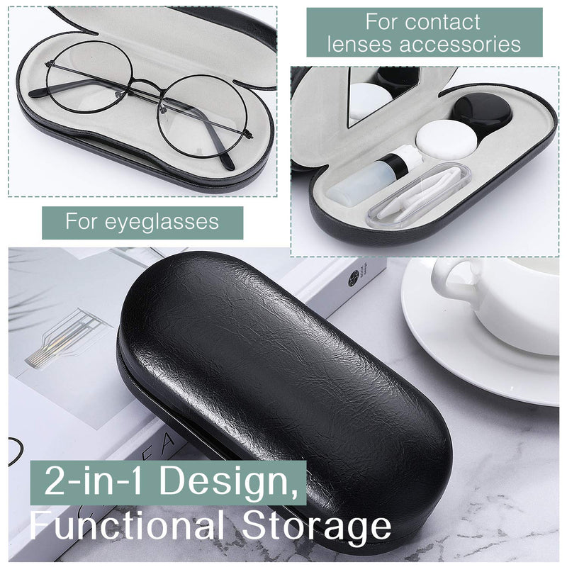 MoKo glasses case, double-sided glasses case with mirror, portable, scratch-resistant, double case for glasses, reading glasses, contact lenses, black - NewNest Australia