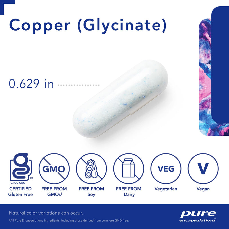 Pure Encapsulations Copper (Glycinate) | Iron Absorption Supplement for Red Blood Cell Formation* | 60 Capsules - NewNest Australia