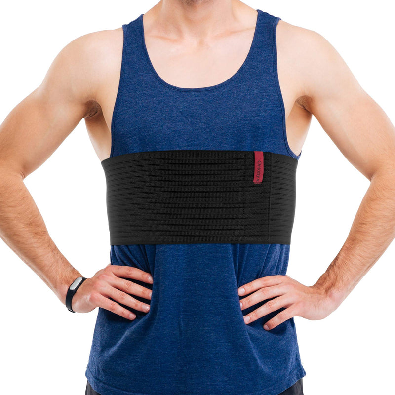 ORTONYX 6.25" Broken Rib Brace Unisex - Elastic Chest Wrap Comppression Support Belt - Rehabilitation of Cracked, Fractured, Dislocated Ribs Post-Surgery Aid Plus Size 3XL Black / ACOX5226-BK-3XL 3XL (52"-70") - NewNest Australia
