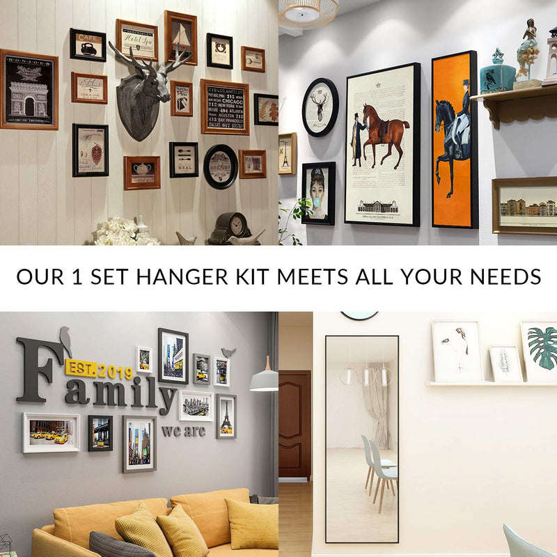 Picture Hangers, Picture Hanging Kit, 225pcs Heavy Duty Frame Hooks Hardware with Nails, Hanging Wire, Screw Eyes, D Ring and Sawtooth for Wall Mounting - NewNest Australia