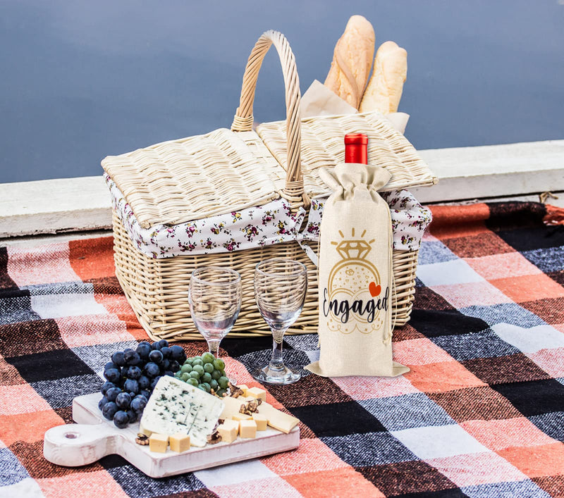 FLYAB Engagement Gifts for Couples,Engagement Gift Wine Bag,Burlap Wedding Wine Bag with Drawstring for Bride Groom Newlywed Wedding Engagement Party Supplies - NewNest Australia