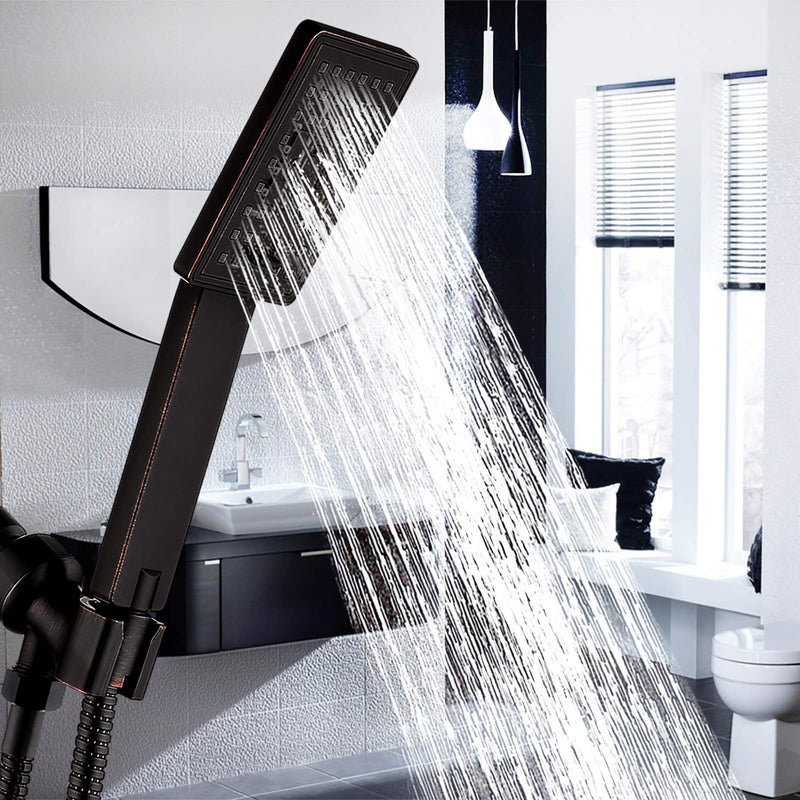 BRIGHT SHOWERS Handheld Shower Head High Pressure Bronze Shower Heads with Handheld Spray Square Shower Wand, 3 Spray Settings, Oil-Rubbed Bronze - NewNest Australia