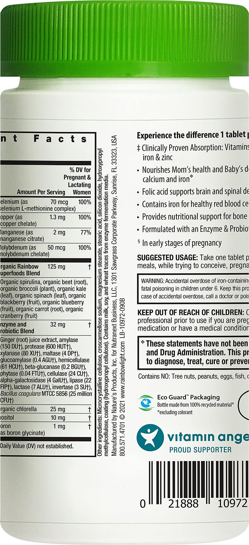 Rainbow Light Prenatal One Multivitamin – High Potency, Clinically Proven Absorption of Vitamin D, B2, B5, Folate, Calcium, Zinc, Iron, Non-GMO, Vegetarian – 90 Tablets (3 Month Supply) Prenatal One 90 Count - NewNest Australia