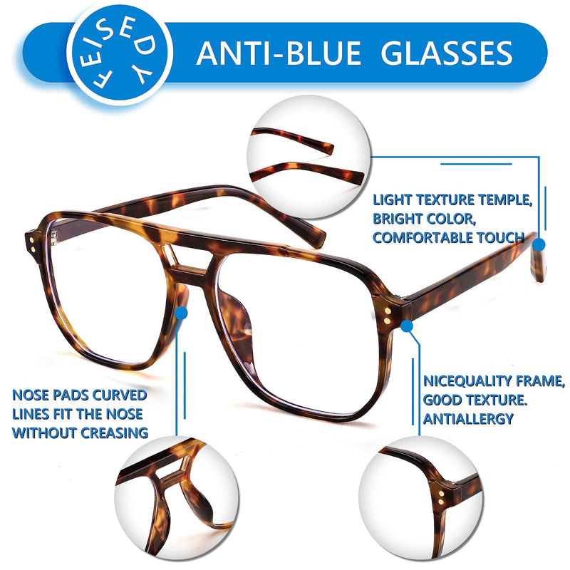 FEISEDY Retro 70s 80s Blue Light Filter Glasses Women Without Strength Men's Computer Glasses with Blue Light Blocking Glasses PC Gaming Glasses B2866 Leopard 54 millimeters - NewNest Australia