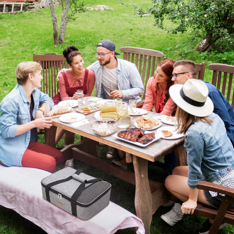 NewNest Australia - LUNCIA Insulated Casserole Carrier for Hot or Cold Food, Lasagna Lugger Tote for Potluck Parties/Picnic/Cookouts, Fits 9"x13" Baking Dish, Grey Gray 