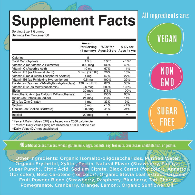 Kids Vitamins | Sugar Free | 2 Month Supply | Kids Multivitamin Gummies Made with Organic Ingredients | Multivitamin for Kids Gummy for Immune Support | Vegan | Non-GMO | Gluten Free | 60 Count - NewNest Australia