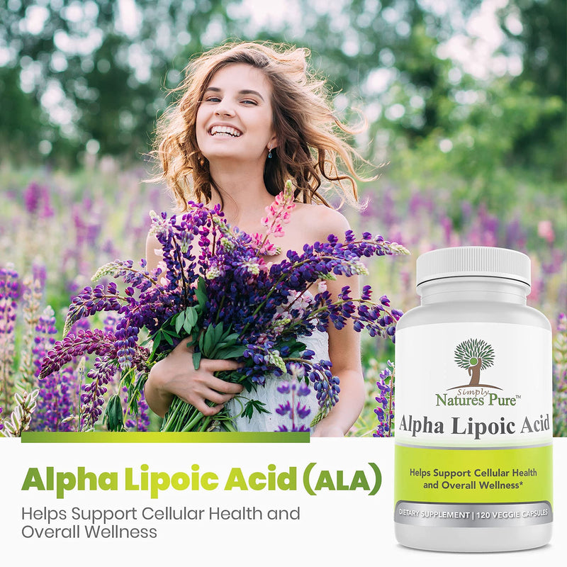 Simply Nature's Pure Alpha Lipoic Acid 600mg 120 Veggie Capsules RLA R-LA R-Lipoic S-Lipoic, ALA, Non-GMO Thioctic Acid 4 Month Supply 120 Count (Pack of 1) - NewNest Australia