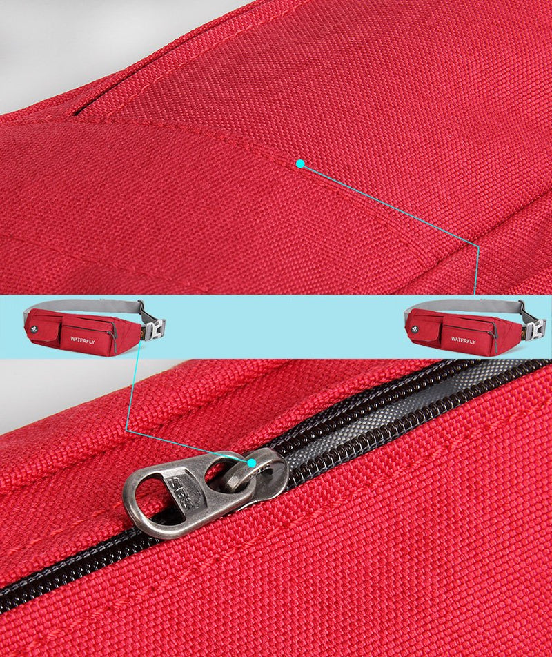 WATERFLY Fanny Pack for Women Men Water Resistant Small Waist Pouch Slim Belt Bag with 4 Pockets for Running Travelling Hiking Walking Lightweight Crossbody Chest Bag Fit All Phones Red - NewNest Australia