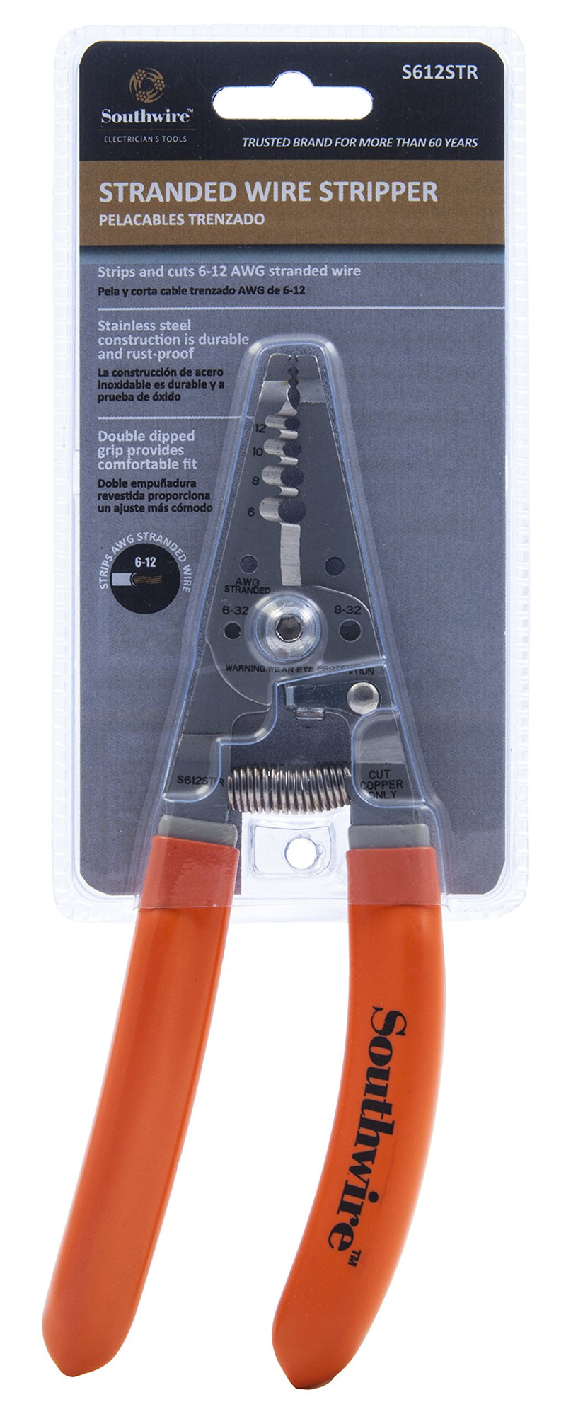 Southwire - 58277940 Tools & Equipment S612STR 4-10 AWG SOL & 6-12 AWG STR Ergonomic Handles Wire Stripper/Cutter - NewNest Australia