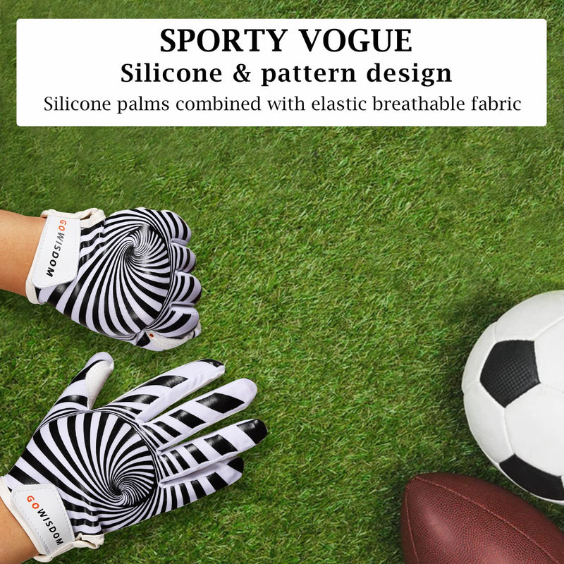 GOWISDOM Youth Football Gloves, Sports Kids Football Receiver Gloves, Youth Silicone Grip Football Gloves with Super Stick white M/L(6-6.5 inch) - NewNest Australia